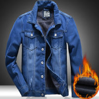 Winter Mens Denim Jacket Thicken Fleece Warm Coats Fashion Classic Lapel Slim Biker Jeans Jacket Outwear Male nd Clothing