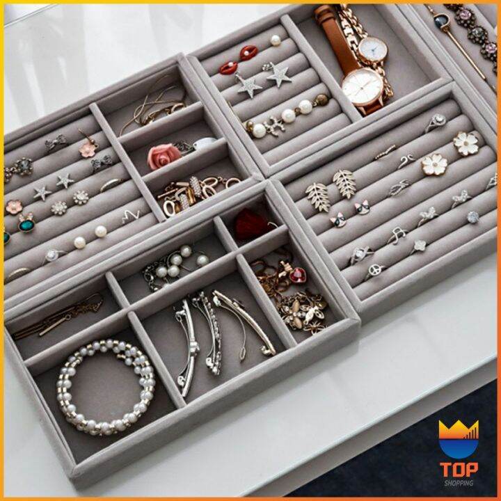 top-ถาดกํามะหยี่สําหรับจัดเก็บเครื่องประดับ-สร้อยคอ-ที่เก็บแหวน-กล่องเก็บเครื่องประดับในลิ้นชัก