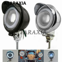 Universal รถจักรยานยนต์ LED ไฟหน้าสีขาว Angel Eyes Hi-Lo Beam Led Spotlight โคมไฟเสริมสำหรับ Chopper Bobber Cafe Racer