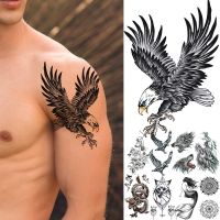 3D Fake Bald Eagle Realistic Temporary Tattoos For Men Boy kids Old Wolf Dragon Cat Mermaid Tattoo Stickers Flower Tatoos Arm