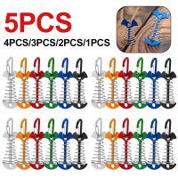 1-5pcs Spring Fishbone Deck Pegs Tent Stakes Awning Anchor Wind Rope Buckle with Carabiner Deck Fixed Nails Camping Tent Hooks