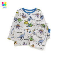 KiddeeCrew ชุดนอนเด็กเทาลายไดโนเสาร์ gray dinosaur pajamasเหมาะสำหรับอายุ 1-12 ปี