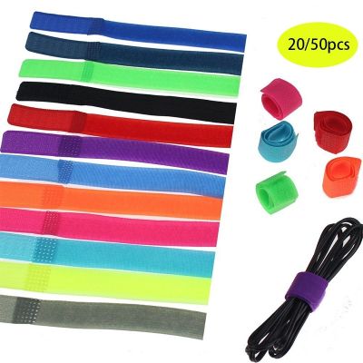 20/50 Pcs Velcros Self Adhesive Colorful Fastening Cable Ties Reusable Cable Straps Wire Organizer Hook Loop 7.1 Inch