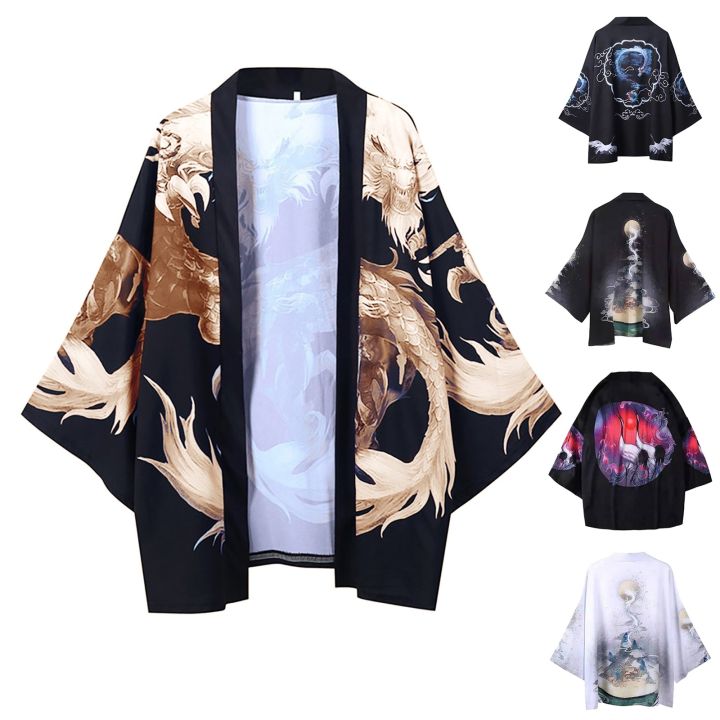Áo sơ mi Nam màu trơn 100 Polyester phong cách Kimono Nhật Bản  Sakura  Store