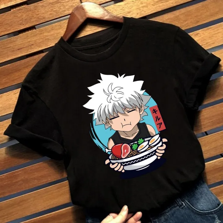 Killua Zoldyck Shirt Eats Ramen Favorite Food Noodles Hunter X Hunter  T-shirt Anime Lovers Short Sleeve T-Shirt | Lazada PH
