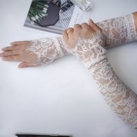 ❁✟ Party Dance Long Fingerless Womens Sexy Lace Gloves Ladies Bridal Wedding Gloves Prom Dress Mesh Mitten Gloves Girls Marriage