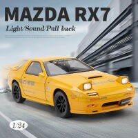 RX7มาสด้ารถ Diecast ของเล่นสำหรับเด็กผู้ชาย,รถของเล่นหุ่นอัลลอยสังกะสีจินลิฟางสำหรับเด็กอายุ3ขวบขึ้นไป Kado Ulang Tahun เบาและเสียงรุ่นสะสมของเล่นดึงถอยหลังของเล่นสำหรับเด็ก1/24ปี