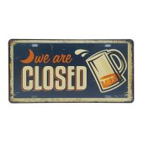 ป้ายสังกะสีวินเทจ We are Closed, Beer (ปั๊มนูน)