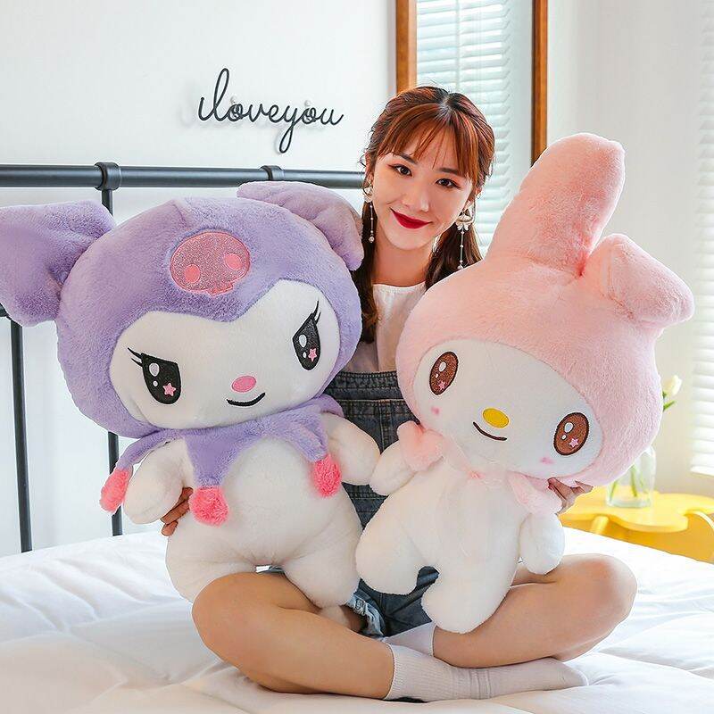 Cartoon Stuffed Animals Sanrio Kuromi My Melody Cinnamoroll Plush Toy Anime Kawaii Cut Soft Cushie Apply Girls Doll Toys Gifts