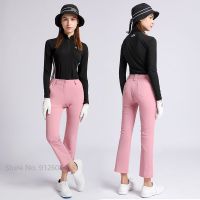 SG Ladies Long-Sleeve Slim Golf Shirt Zip Collar Women Korean Tops Girls Cropped Pants High Waist Trousers Clothing Sets