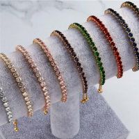 Luxury 3mm Cubic Zirconia Tennis Bracelets Iced Out Chain Crystal Wedding Bracelet For Women Gold Silver Color Classic Bracelet Headbands