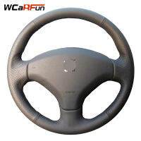 WCaRFun Hand-stitched Black Leather Steering Wheel Cover for Peugeot 308 Old Peugeot 408