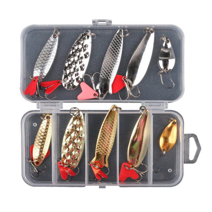 baoda-10pcs-fishing-metal-spoon-lure-kit-ชุดทองเงินเหยื่อล่อล่อล่อเหยื่อ