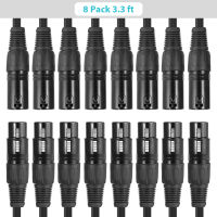 8-Pack 1เมตร3.3ft สาย XLR DMX เวทีเคเบิ้ลขา XLR ชายกับหญิงเสียบสีดำพีวีซีแจ็คสำหรับ H Ead Light สปอตไลแสงที่ตราไว้หุ้นผสม