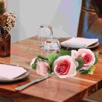 ☸♚ Mini Roses Artificial Flowers Garland Centerpieces Tables Props Wedding Rings Decor Silk Cloth Leaf Wreath