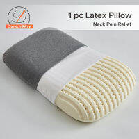 Dansunreve 100% Natural Premium Latex Pillow Soft Pillow with Cotton Pillowcase Relieve Neck Pain Cervical Support Neck Support 50*38*10cm