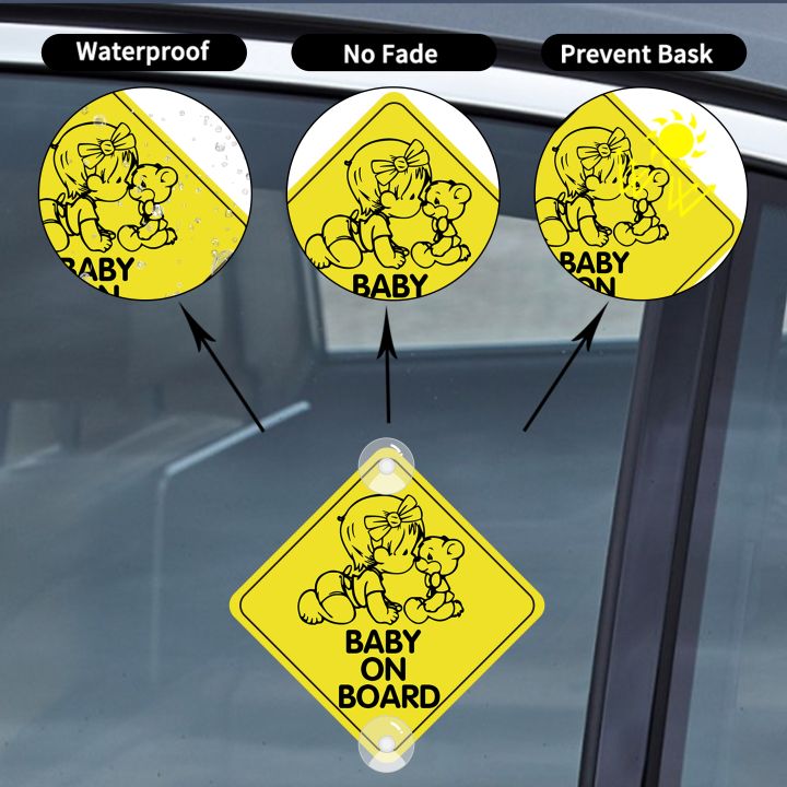 baby-on-board-series-suction-cup-type-สติกเกอร์สำหรับแต่งรถ-kids-in-car-safety-warning-yellow-decals-pvc-notice-boards-marks
