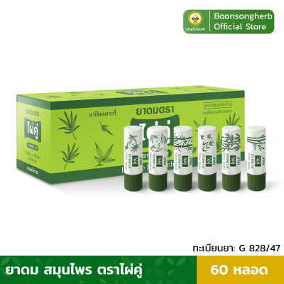 ยาดมไผ่คู่ บรรเทาอาการคัดจมูก ผลิตจากสมุนไพรไทย x60 หลอด / Paikoo Brand Inhalant x60