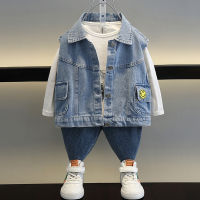 Boys Autumn Clothing Vest 2022 New Childrens Baby Denim Wear Handsome Childrens Autumn Models Fried Street Waistcoat