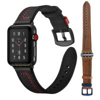 ❈⊙✵ New Watch Band For Apple Watch leather Strap Series 6 SE 5 4 3 2 1 Wrist Watch Bands 44mm 38mm 42mm 40mm Replacement Accessories