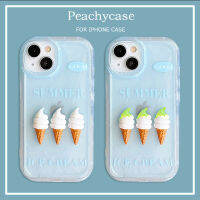 เคสโทรศัพท์แบบใสสีไอศกรีม3D ฤดูร้อนเข้ากันได้กับ iPhone 14 13 12 Pro Max 11 14Promax หนาทนทานต่อการตกหล่น