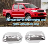 for Toyota Hilux Vigo 2005-2011 Silver Chrome Rearview Side Door Mirror Cover Cap with LED Turn Signal Light Lamp