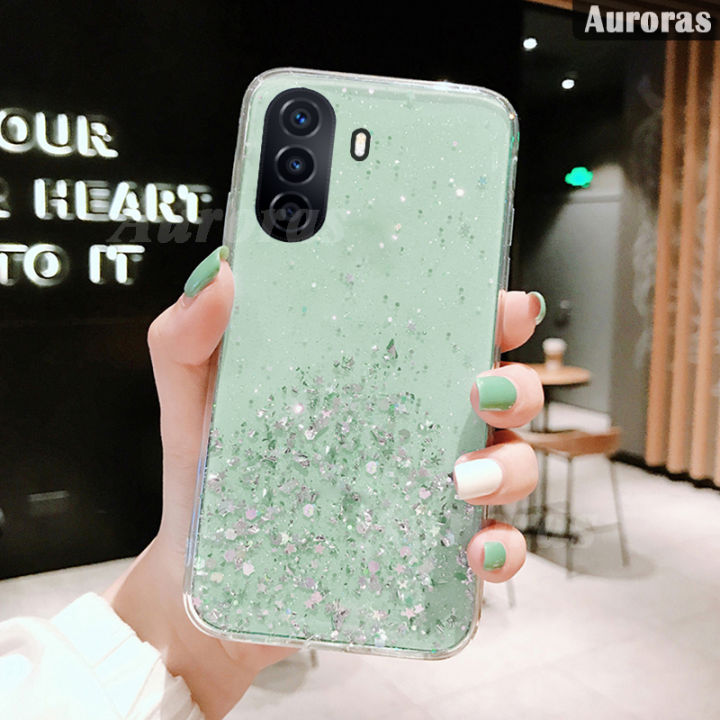 เคสโทรศัพท์สำหรับ-huawei-nova-y71-y70เลื่อมเปลือกเคสมันเงาสำหรับ-huawei-nova-y70-y71เคส-y71ฝาครอบกรอบนุ่มโปร่งใสท้องฟ้าเต็มไปด้วยดวงดาวพระจันทร์เต็มดวง