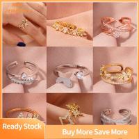 KIKI เครื่องประดับอัญมณีสำหรับผู้หญิงหญิงสาว Zircon เครื่องประดับงานแต่งงานแหวนเงินทองแหวนแบบเปิดแหวนซ้อนแหวนแบบปรับขนาดได้แหวนซ้อนกันได้