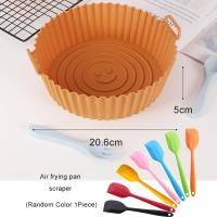 Air Fryer Baking Tray Silicone Pot Reusable Ultra Thin Round Home Kitchen Pizza Mat With Handles Non Stick Grill Accessories