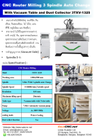 CNC Router Milling 3 Spindle Auto Change With Vacuum Table and Dust Collector 3TXV-1325 ?ทดลอง+รับที่ร้าน?