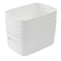 Storage Box, Storage Boxes with Handle, Rectangular Plastic Storage Baskets, Cupboard Organiser for Kitchen, Home