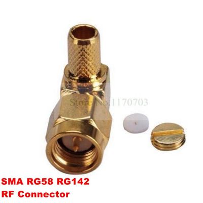 10 pcs RP-SMA/SMA Male Straight /Right Angle Plug RF Coaxial Connector Crimp For RG58 RG142 RG400 LMR195 RG223 Adapter Electrical Connectors