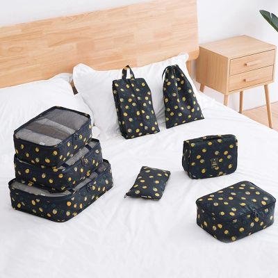 New 8 Pieces Set Large Capacity Travel Organizer Bag Packing Clothes Underwear Shoes Cosmetics Baggage Bag Luggage Storage Bags