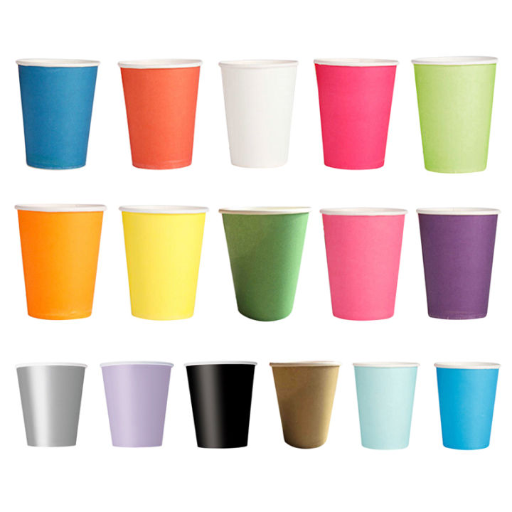 20-paper-cups-9oz-plain-solid-colours-birthday-party-tableware-catering-red