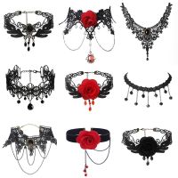 【DT】hot！ Jewelry Gothic Beaded Flowers Neck Choker Necklace Tassel Chain Steampunk