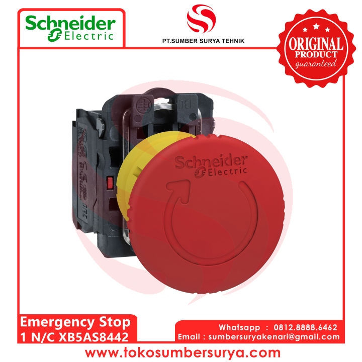 Emergency Stop Warna Merah Saklar Listrik ON OFF SNI XB5AS8442 Asli Ori ...