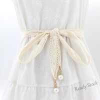 【hot sale】 ▲☎ B55 Elegant Lace Knotted Women Waist Chain Sweet Dress Decor Pearl Pendant Las Belt Waistband