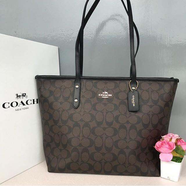 Authentic Coach City Zip Tote in Signature F36876 - Brown | Lazada PH