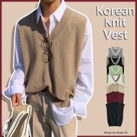 ☊☎✤ V Collar Sweater M-2XL Korean College Style Sweater Vest For men Ins V neck knitted tops Waistcoat Lelaki Loose Sleeveless knitwear