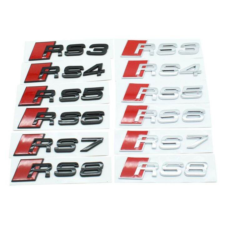 สติ๊กเกอร์ตราสัญลักษณ์รถโลหะสำหรับ-audi-rs3-rs4-rs5-rs6-rs8โลหะแต่งรถรถโลหะโลโก้สติกเกอร์รถอุปกรณ์ตกแต่งรถยนต์3d-แก้ไข