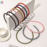 Bando gelombang warna Solid elegan wanita ikat kepala tipis olahraga anti-selip Matte aksesori rambut simpai untuk perempuan