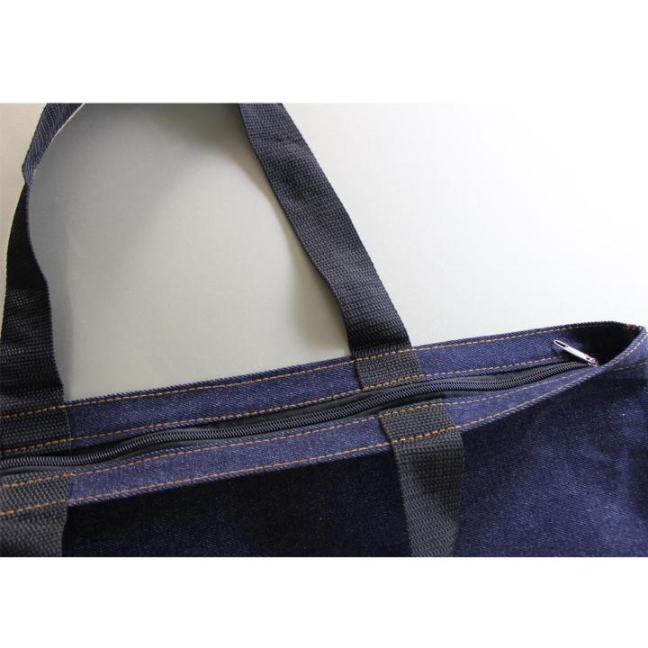 golden-zebra-jeans-กระเป๋าผ้ายีนส์ทรงสี่เหลี่ยมผืนผ้าสีน้ำเงินเข้ม-tote-bag