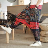 【CC】✠  2022 Mens Baggy Pants Men Hip-hop Print Wide Leg Male Trousers