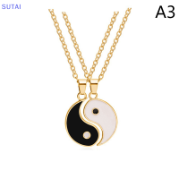 ?【Lowest price】SUTAI ชุดสร้อยข้อมือคู่จี้สร้อยคอสร้อยข้อมือโซ่ถักเปียปรับได้2ชิ้นกำไลข้อมือคู่รัก