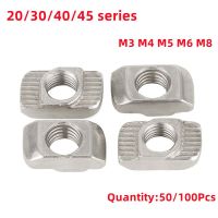 50/100Pcs Hammer Head Nut M3 M4 M5 M6 M8 T-Nut Sliding Drop In Nut Fasten Connecto 20/30/40/45 Aluminum Extrusion Profile Hand Tool Parts Accessories