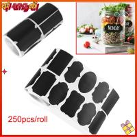 QIANGDI 250pcs/roll ครัว ขวดแยม กระดานดำ ปากกามาร์กเกอร์ สติ๊กเกอร์ฉลาก ป้ายกระดานดำ แท็กขวด