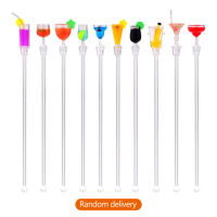 10แพ็ค Swizzle Sticks อะคริลิคสีสันค็อกเทลเครื่องดื่ม Stirrer Clear Shafts สำหรับบาร์คาเฟ่ร้านอาหาร Home Use