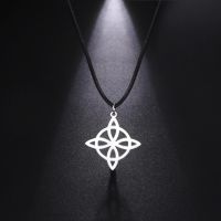 【CW】Teamer Witch Knot Necklaces Leather Rope Stainless Steel Necklace for Women Men Fashion Witchcraft Choker Jewelry Gift Wholesale