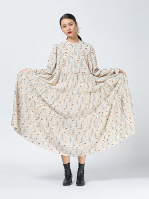 XITAO Dress Women Long Sleeve Women Vintage Printed Dress