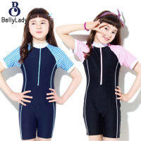 2pcs Girls Swimsuit With Swimming Cap Sunscreen Quick-drying Professional Training One-piece Boxer Swimwear【fast】